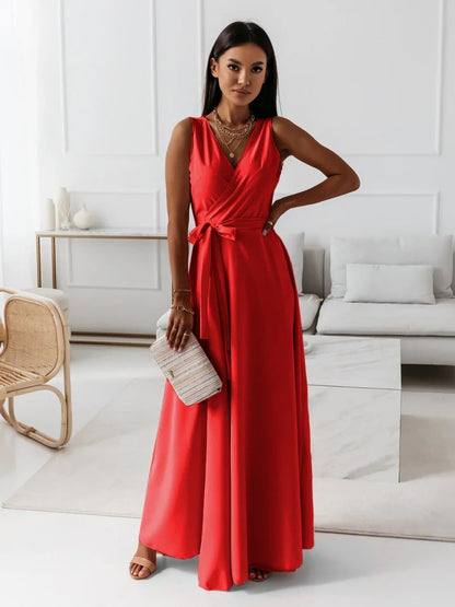 Fayena | Vestido maxi de invitada con diseño cruzado elegante para mujer