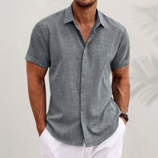 Evaristo | Camisa de manga corta con cuello abierto recto
