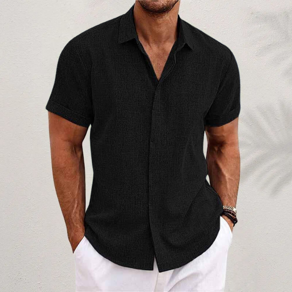 Evaristo | Camisa de manga corta con cuello abierto recto