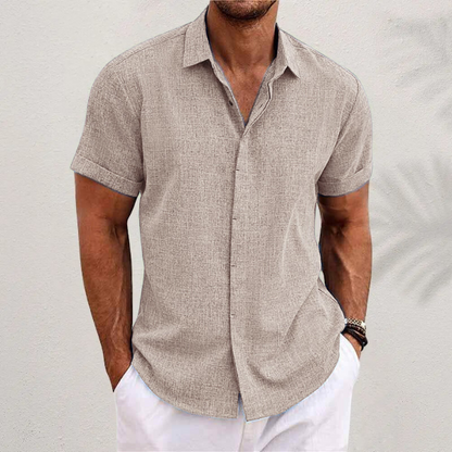 Evaristo | Camisa de manga corta con cuello abierto recto