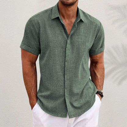 Evaristo | Camisa de manga corta con cuello abierto recto