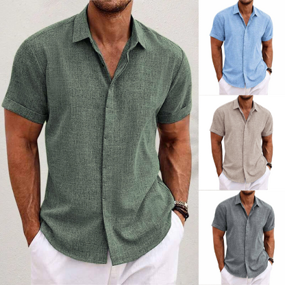 Evaristo | Camisa de manga corta con cuello abierto recto