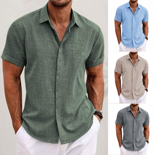 Evaristo | Camisa de manga corta con cuello abierto recto