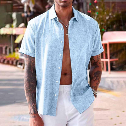 Evaristo | Camisa de manga corta con cuello abierto recto