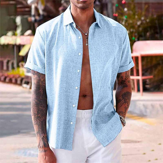 Evaristo | Camisa de manga corta con cuello abierto recto