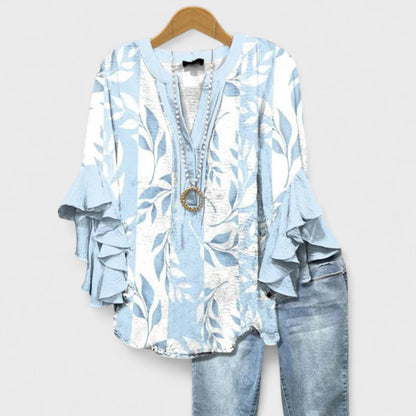 Selia | Blusa Floral con Manga Acampanada y Corte Suelto para Mujer