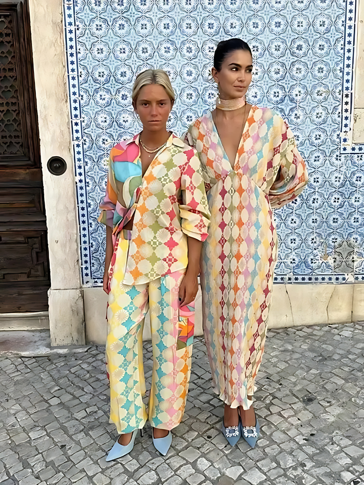 Lina | Conjunto casual de verano para mujer de dos piezas colorido