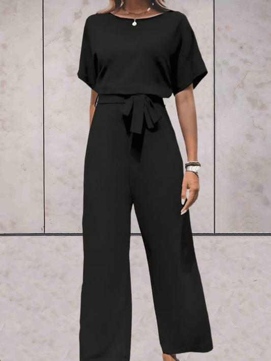 Abril| Women's two-piece set with short sleeves and wide pants