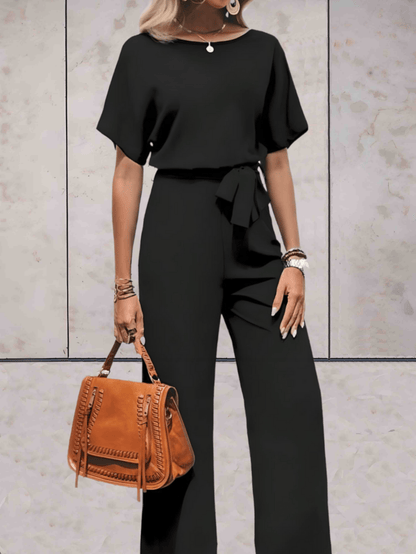 Abril| Women's two-piece set with short sleeves and wide pants