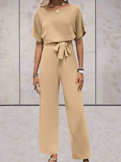 Abril| Women's two-piece set with short sleeves and wide pants