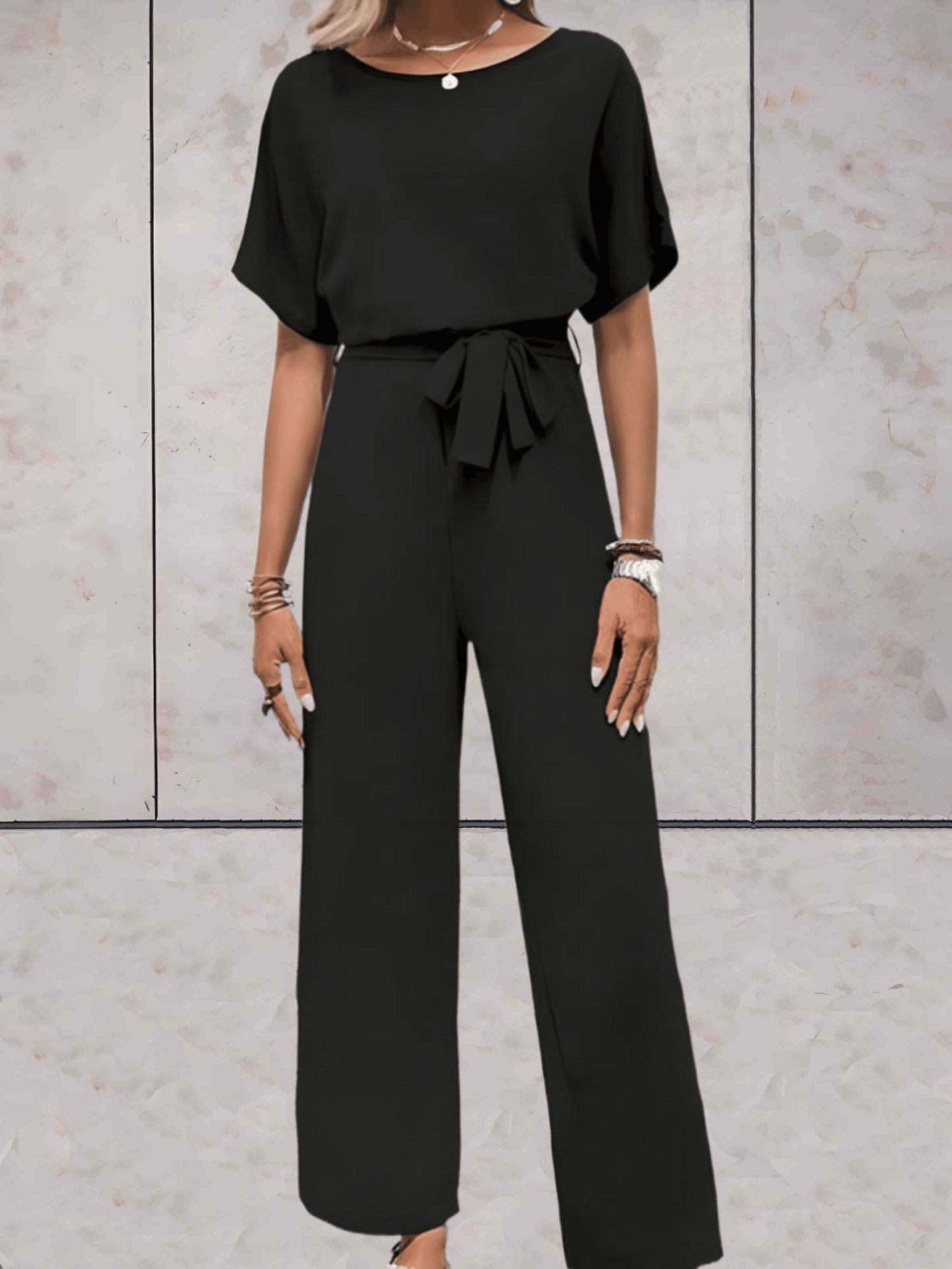 Abril| Women's two-piece set with short sleeves and wide pants