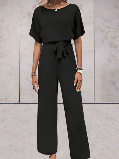 Abril| Women's two-piece set with short sleeves and wide pants