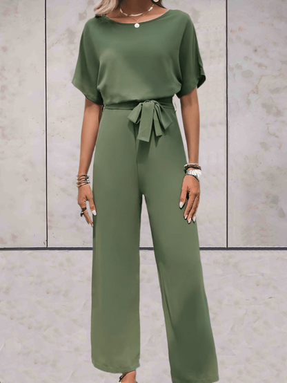 Abril| Women's two-piece set with short sleeves and wide pants