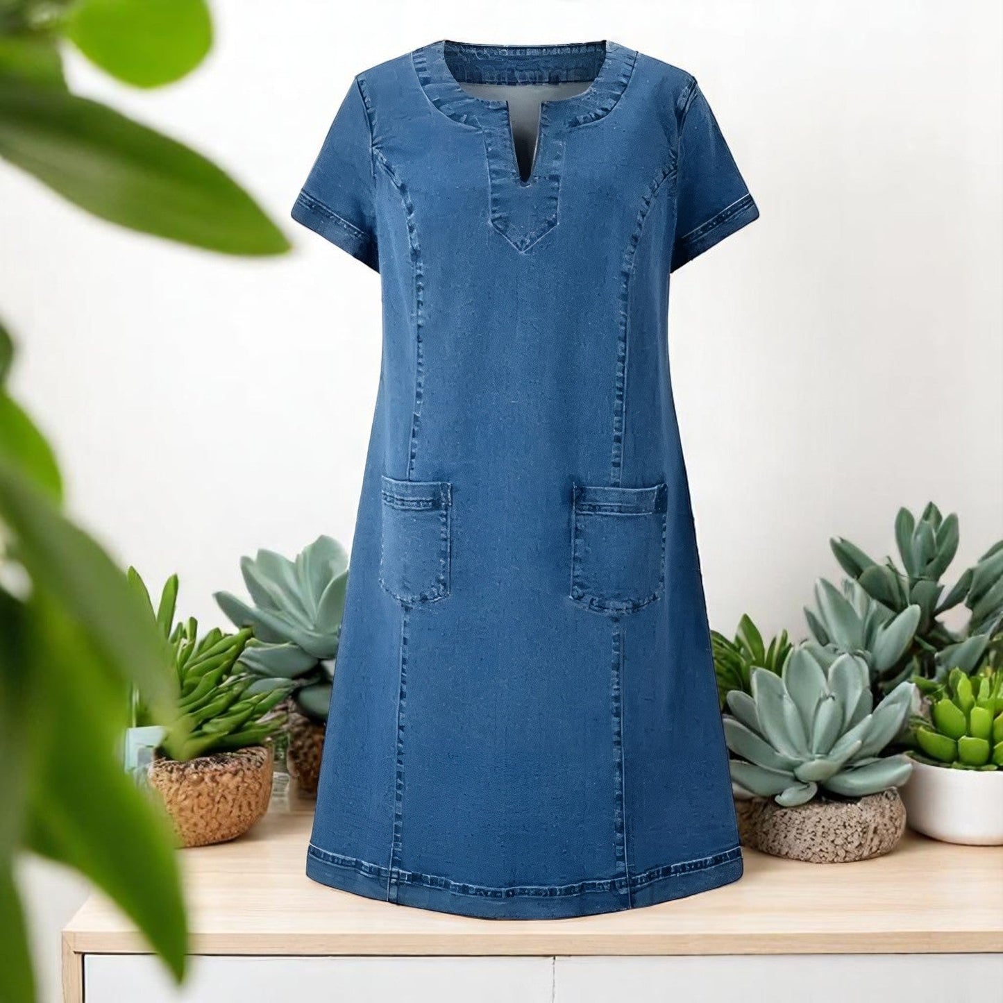 Elena | Robe courte pour femme avec manches courtes et poches