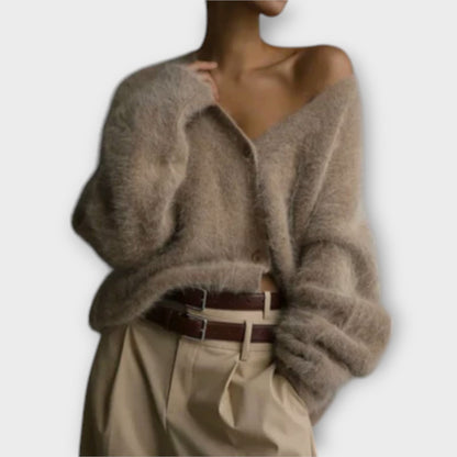 Susana | Cárdigan de invierno de manga larga abotonado para mujer