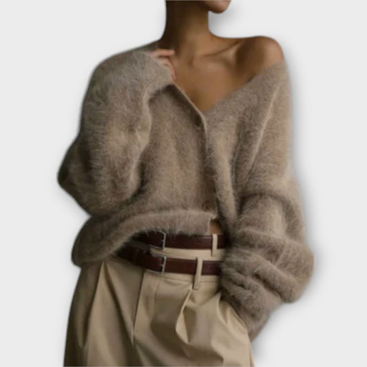 Susana | Cárdigan de invierno de manga larga abotonado para mujer