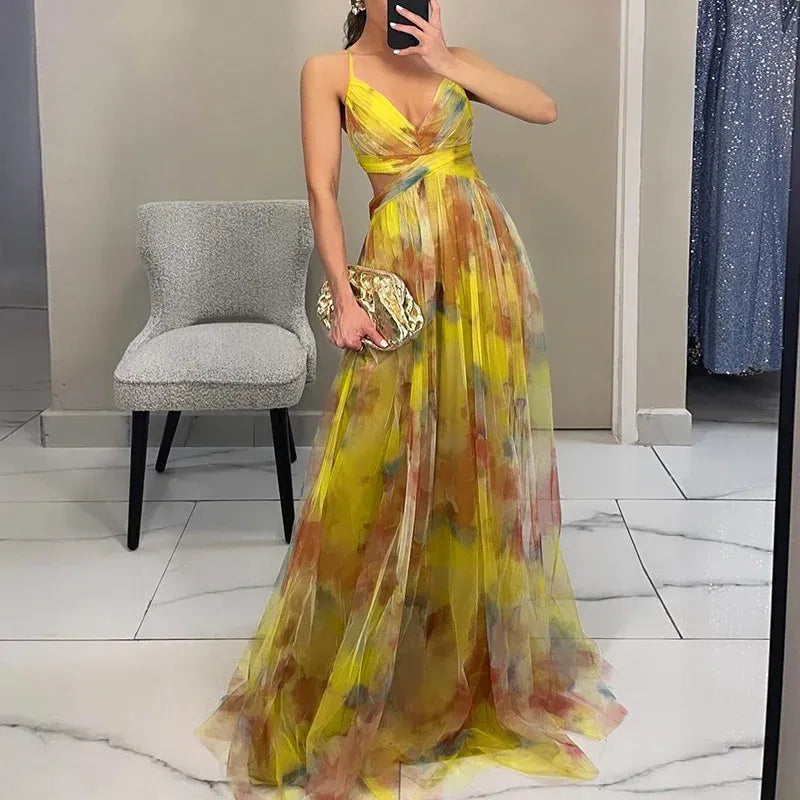 Beatriz | Elegant Strapless Floral Maxi Dress