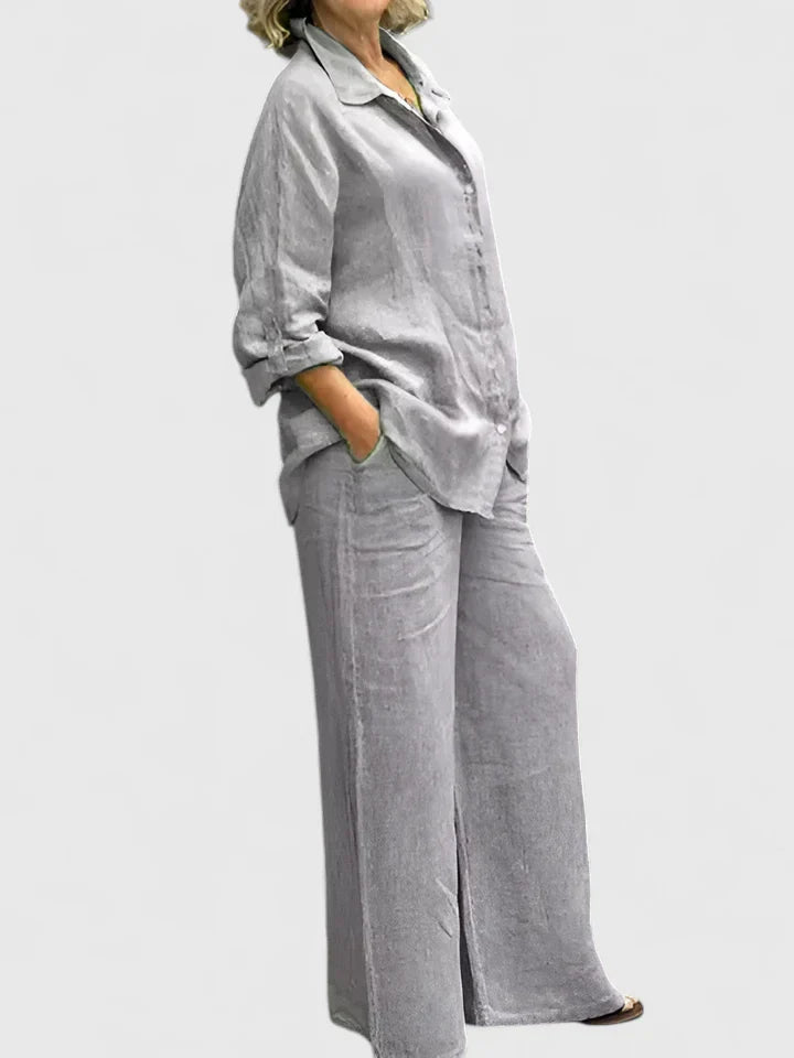 Delfina | Conjunto cómodo con camisa y pantalón amplio