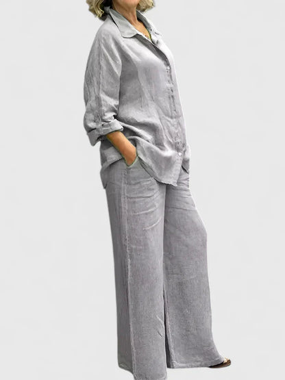 Delfina | Conjunto cómodo con camisa y pantalón amplio