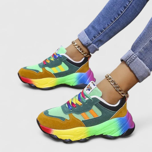 Zenara | Zapatillas de plataforma de primavera para mujer con suela gruesa | Multicolor
