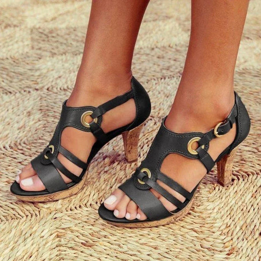 Candela | Sandales à talon stylées et confortables avec lanières ouvertes