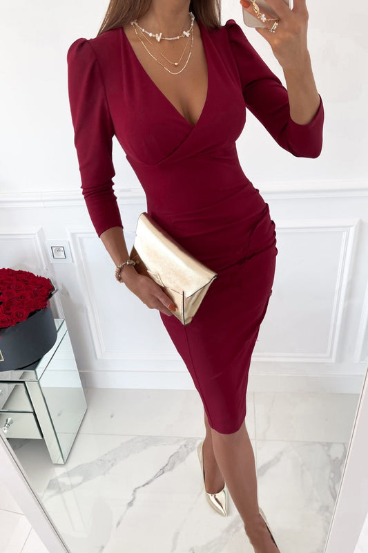 Herminia | Vestido con escote en V y corte ajustado