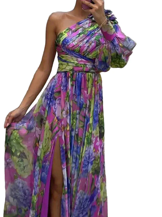 Carla | Robe longue asymétrique fendue sur le côté