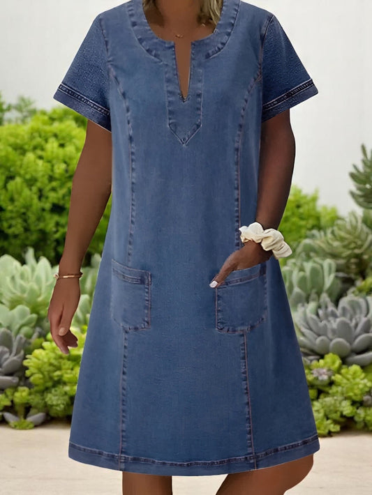 Elena | Robe courte pour femme avec manches courtes et poches