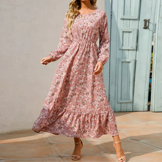 Abril | Women's maxi dress with long sleeves and summer floral print