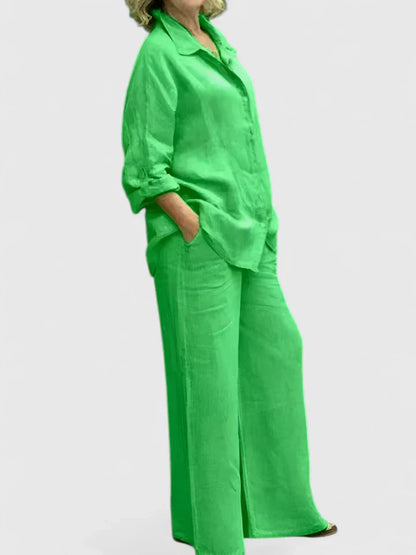 Delfina | Conjunto cómodo con camisa y pantalón amplio