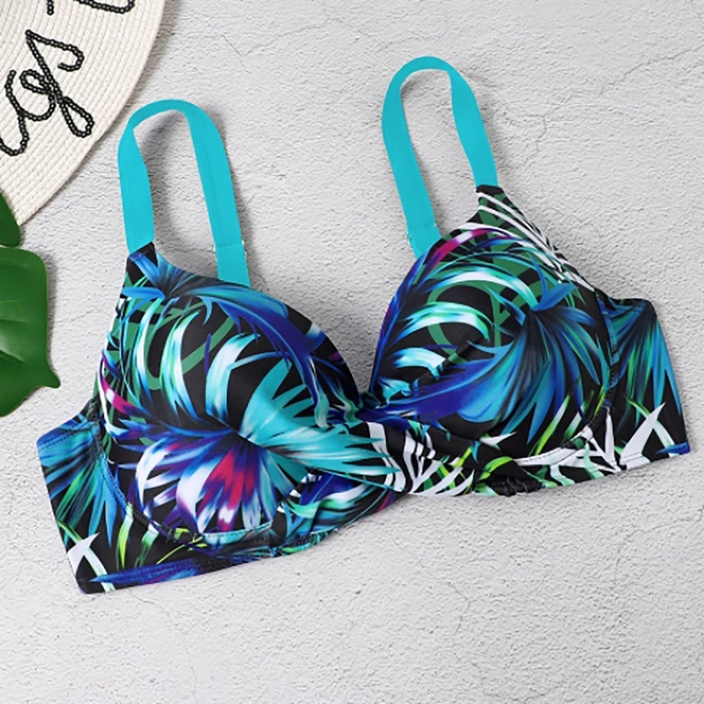 Ana | Bikini de cintura alta con tirantes y estampado tropical