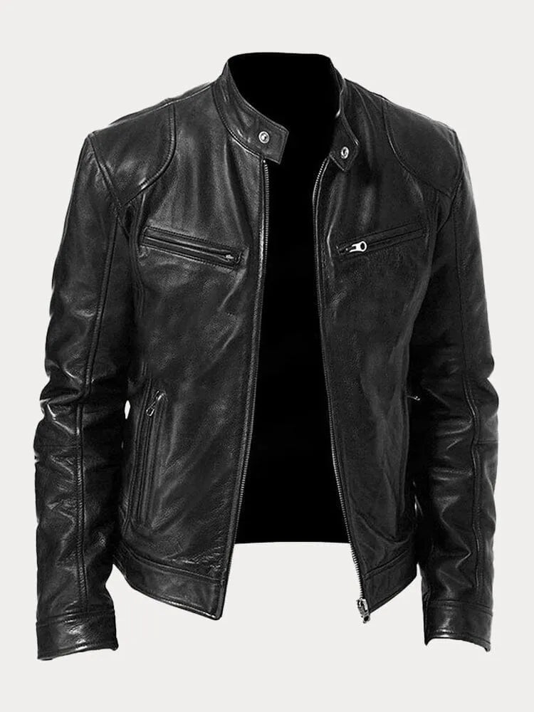 Ignacio | Chaqueta de moto con cremallera y cuello alto para hombre