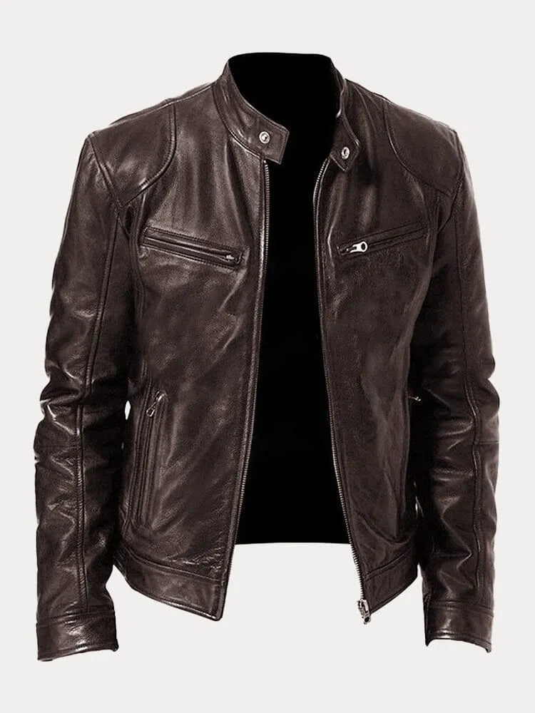Ignacio | Chaqueta de moto con cremallera y cuello alto para hombre