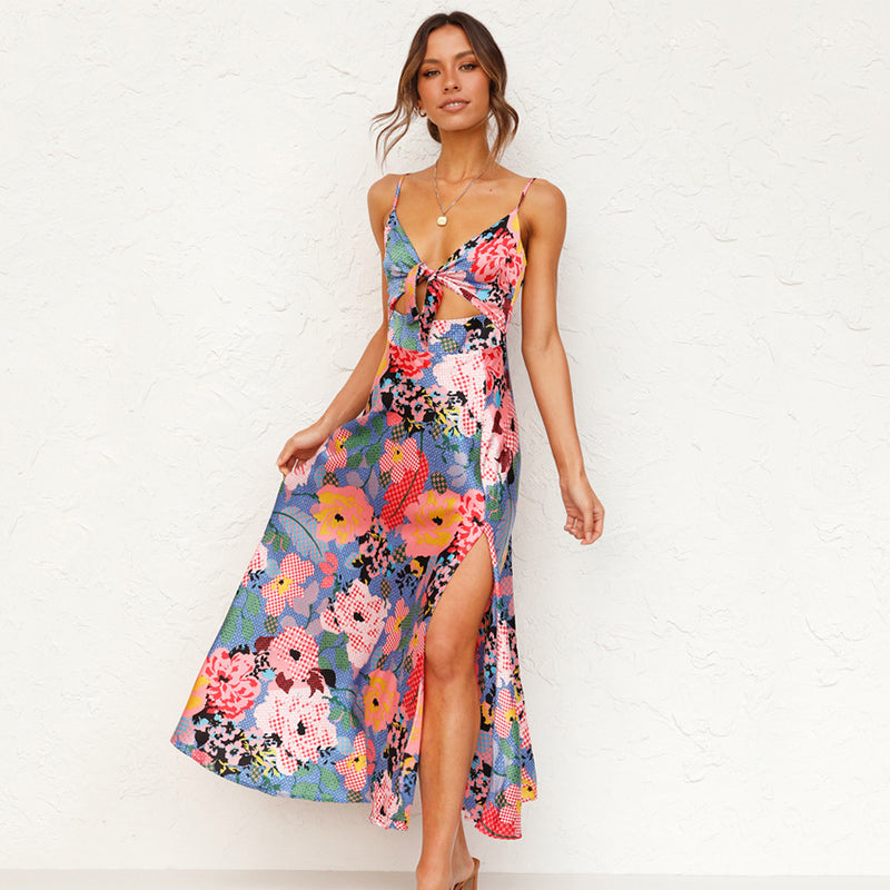 Farella | Vestido maxi floral de tirantes finos para mujer