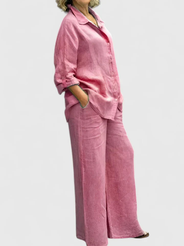 Delfina | Conjunto cómodo con camisa y pantalón amplio