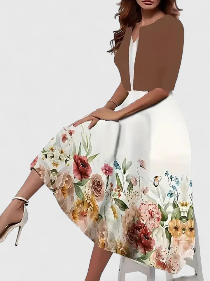 Azucena | Vestido midi elegante con estampado floral