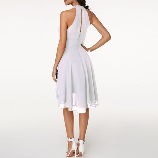 Emma | Robe courte élégante pour femme avec col montant et tombé fluide
