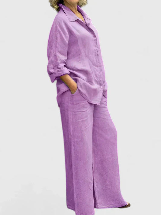 Delfina | Conjunto cómodo con camisa y pantalón amplio