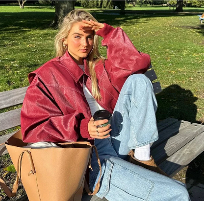 Elodina | Chaqueta bomber oversize para mujer efecto cuero | Atrevida