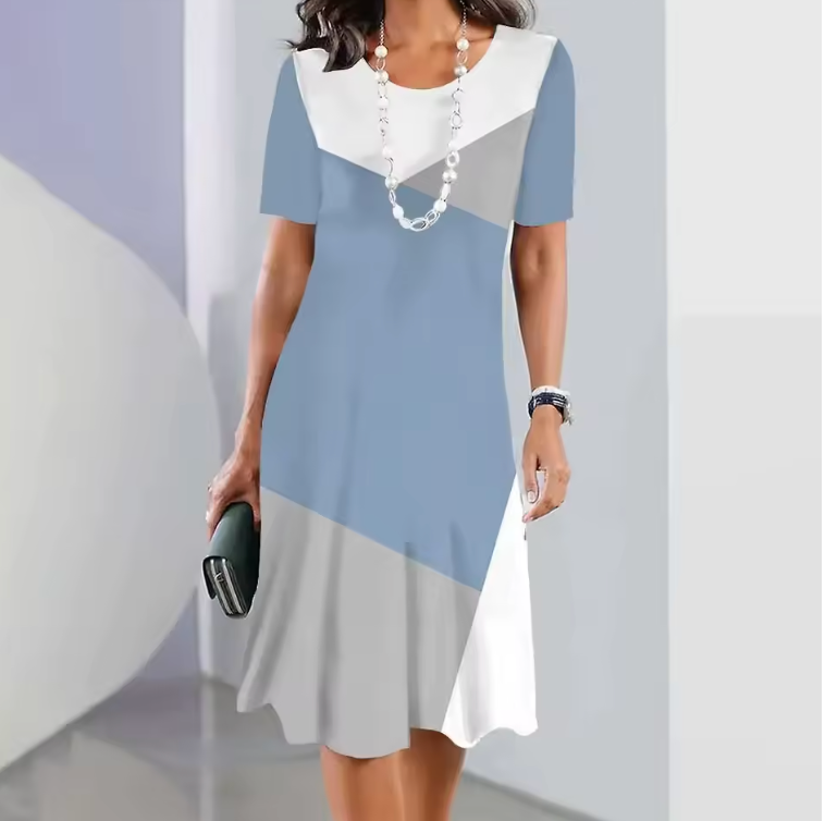 Elmara | Robe midi pour femme à imprimé et manches courtes