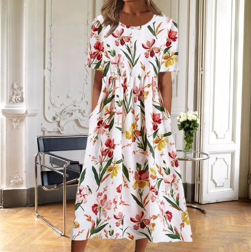 Amapola | Women's summer midi dress with botanical print