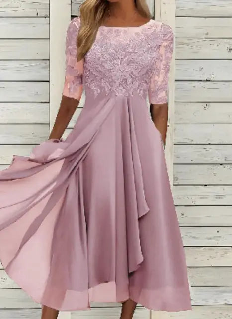 Selinda | Vestido midi formal para mujer con falda plisada y corte estilizado | Sofisticado