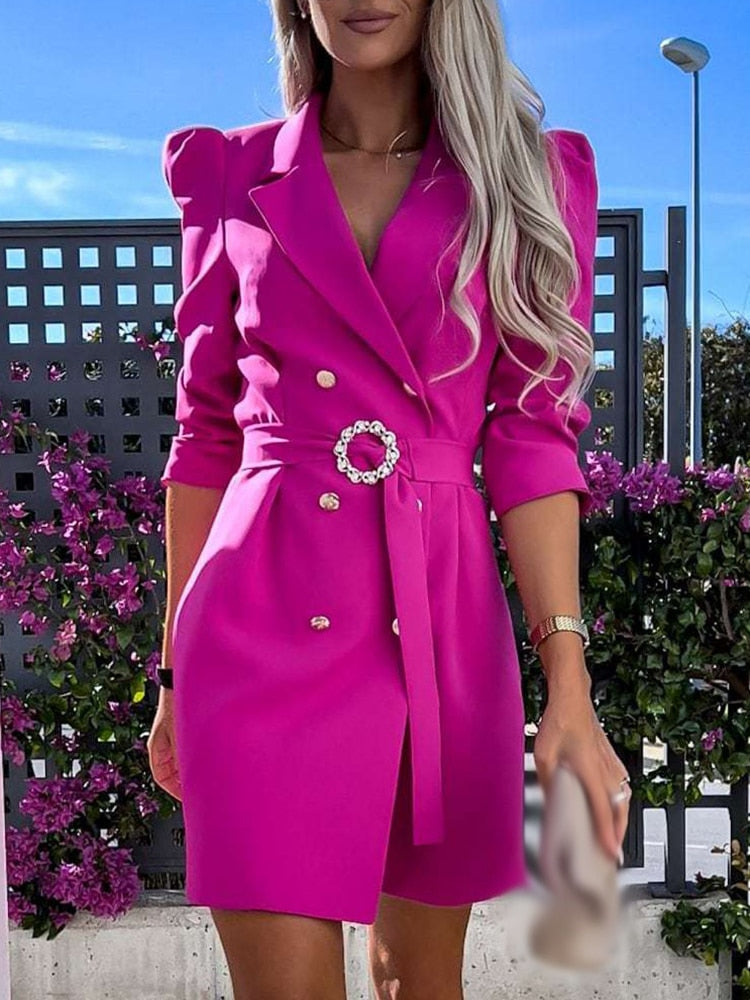 Sophie | Vestido blazer para mujer con cinturón y botones