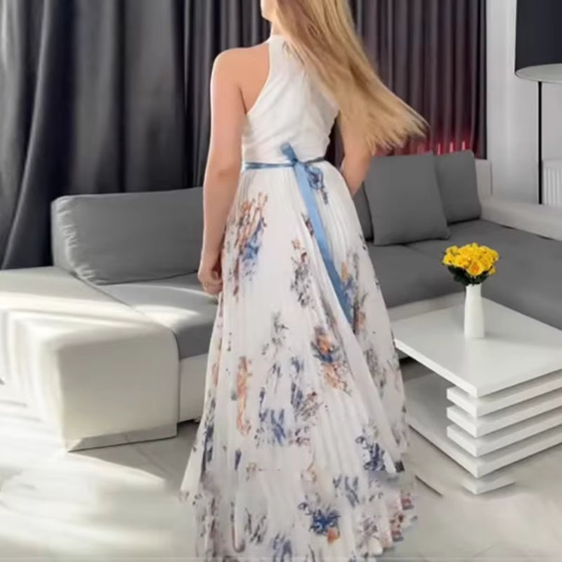 Rosella | Robe Longue Plissée Florale à Col en V