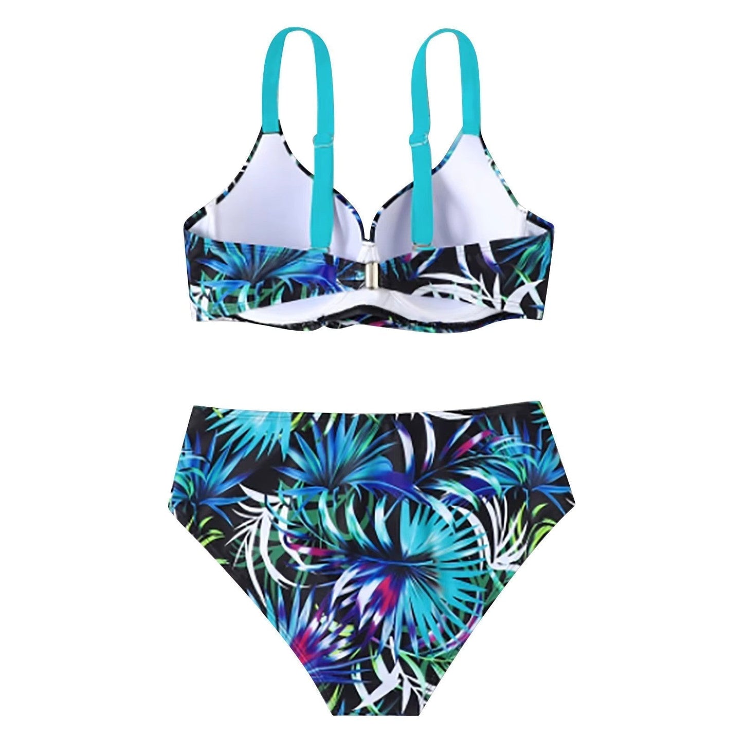 Ana | Bikini de cintura alta con tirantes y estampado tropical