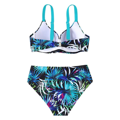 Ana | Bikini de cintura alta con tirantes y estampado tropical