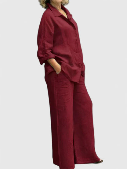 Delfina | Conjunto cómodo con camisa y pantalón amplio