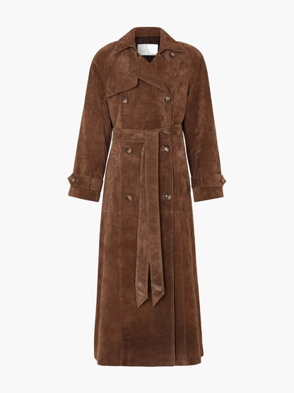 Paz | Abrigo trench largo elegante de invierno para mujer con cinturón