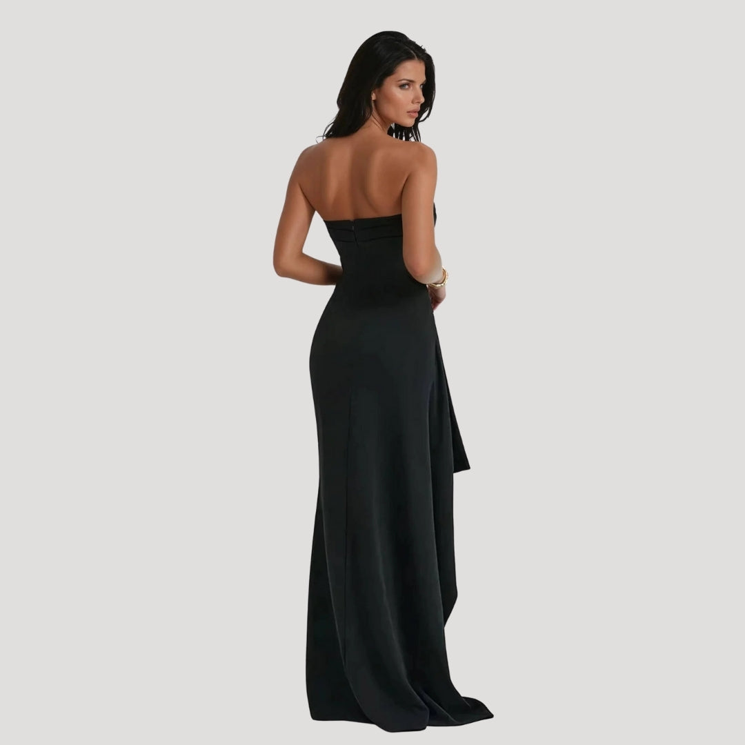 Jesica | Women's strapless maxi guest dress with slit