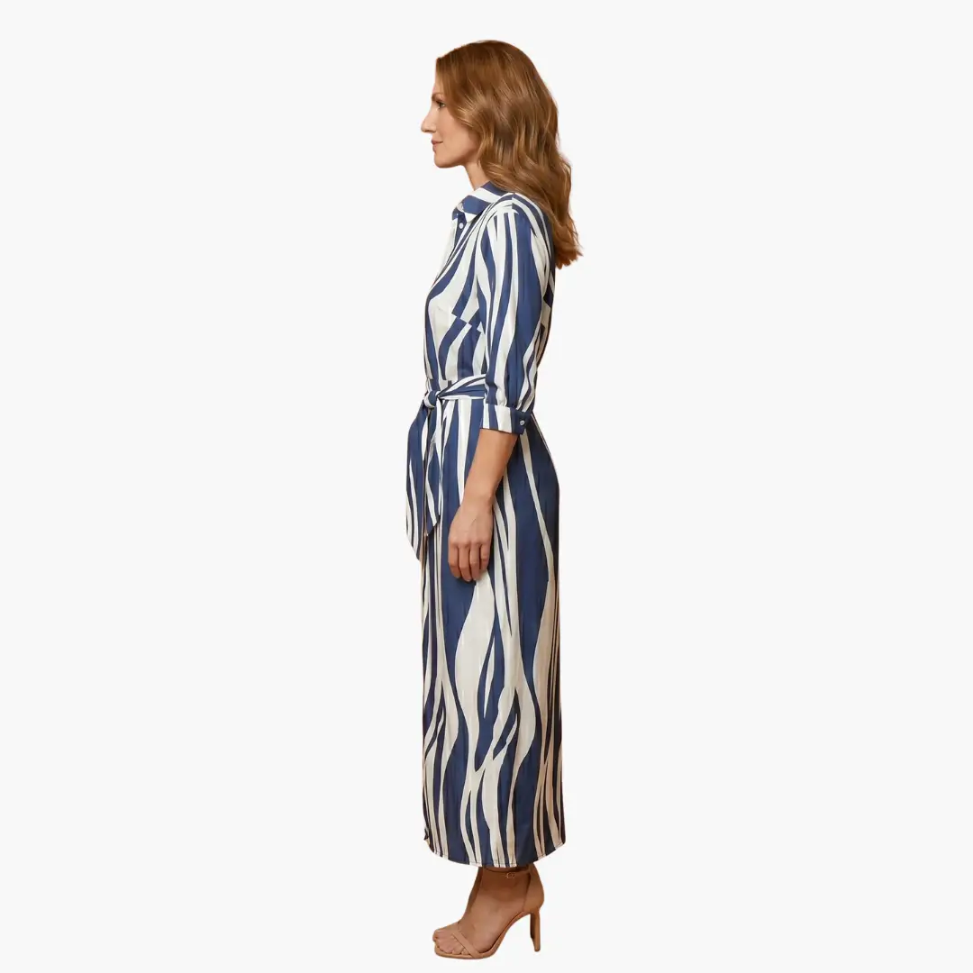Cristina | Vestido camisero a rayas para mujer de algodón